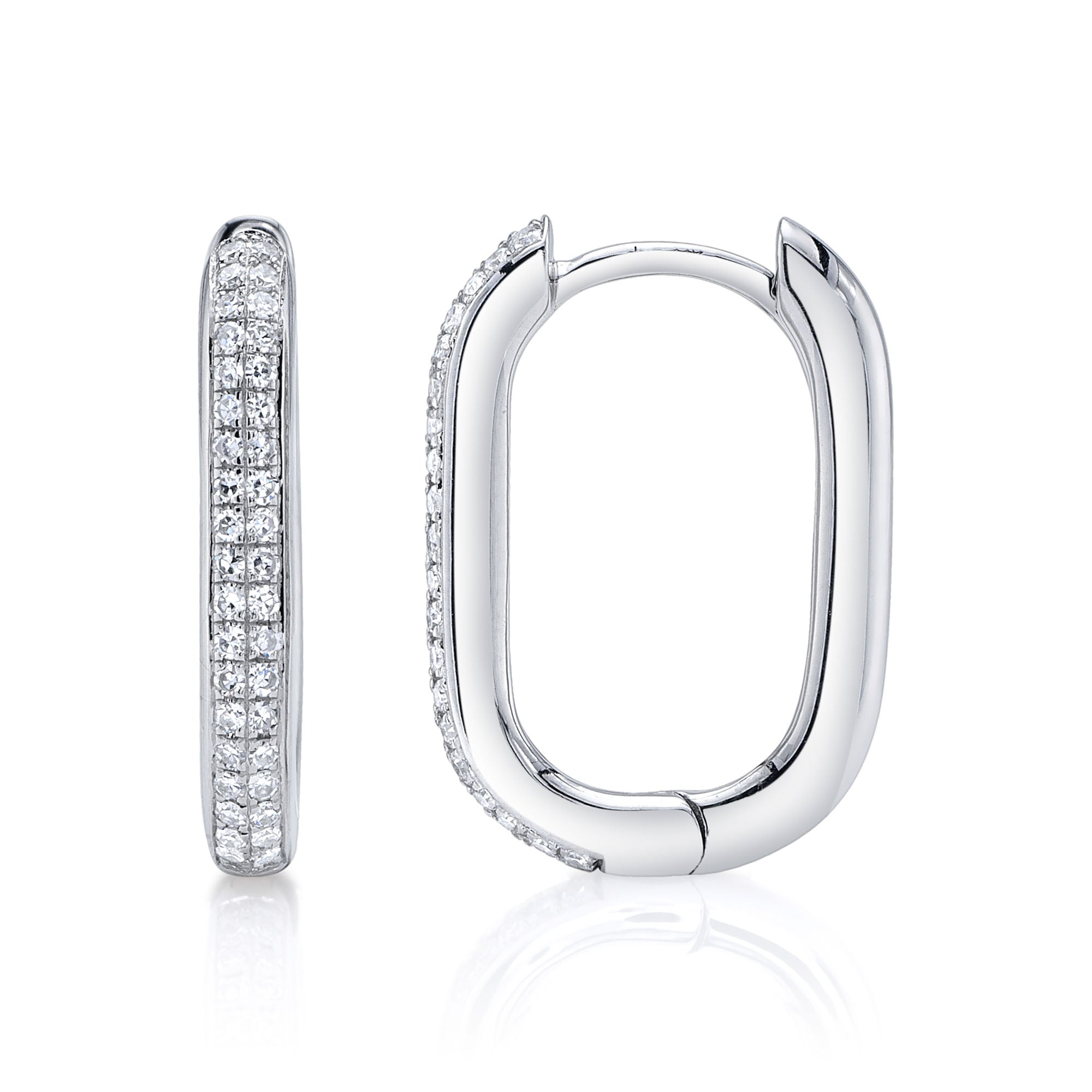 0.18CT 14K W/G DIAMOND OVAL HOOP EARRING
