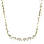 0.12CT 14K Y/G DIAMOND & CULTURED PEARL NECKLACE