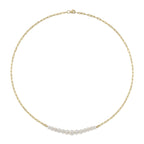 14K Y/G CULTURED PEARL PAPER CLIP LINK NECKLACE