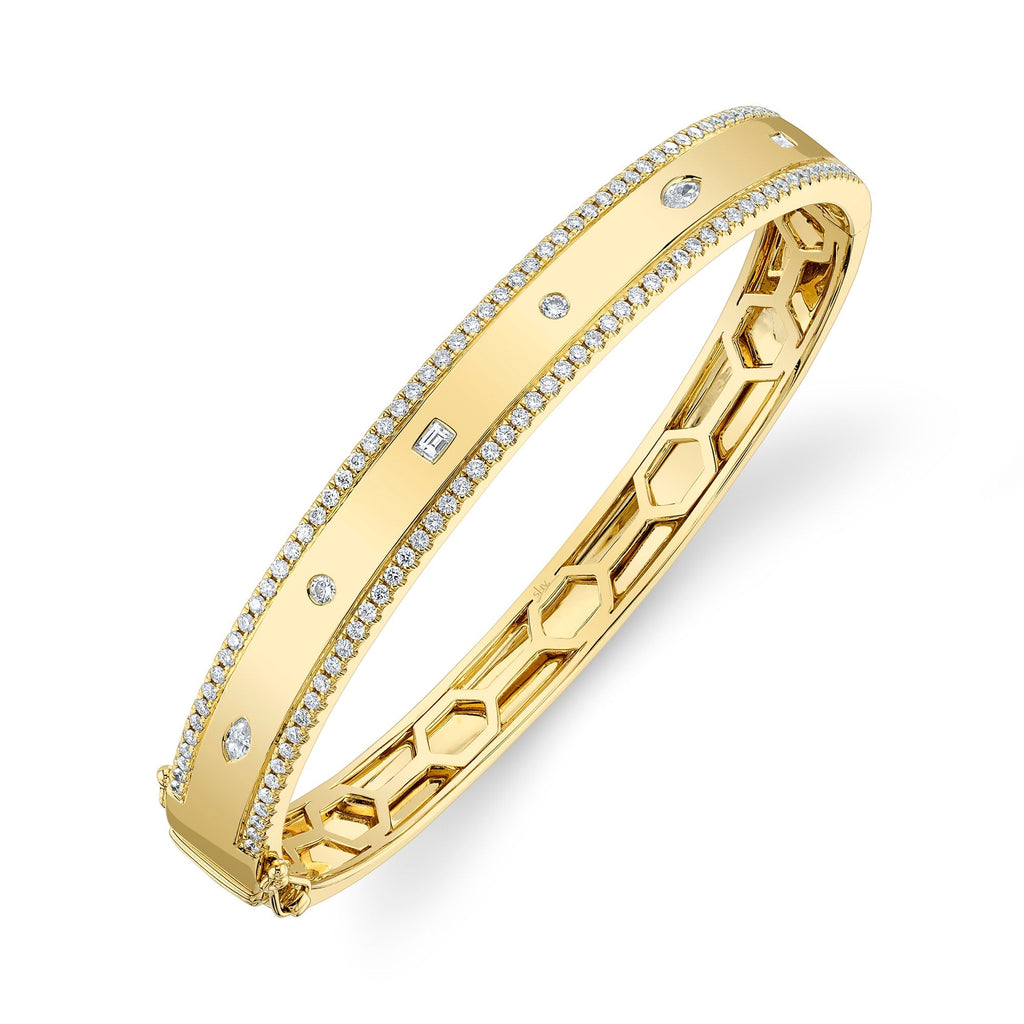 1.08CT 14K Y/G DIAMOND BAGUETTE MARQUISE BANGLE