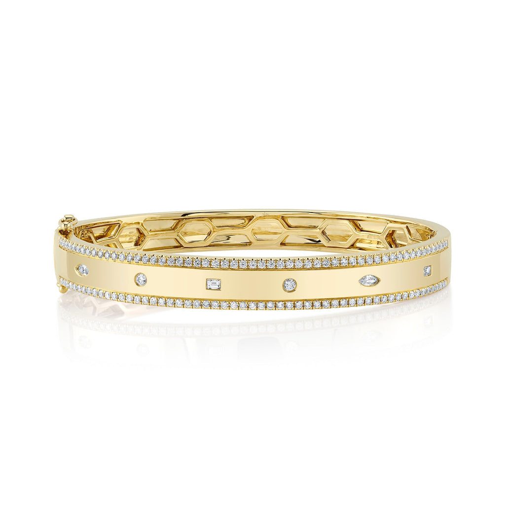 1.08CT 14K Y/G DIAMOND BAGUETTE MARQUISE BANGLE