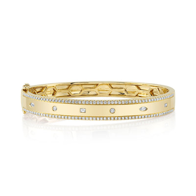 1.08CT 14K Y/G DIAMOND BAGUETTE MARQUISE BANGLE