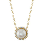 0.08CT 14K Y/G DIAMOND & CULTURED PEARL NECKLACE
