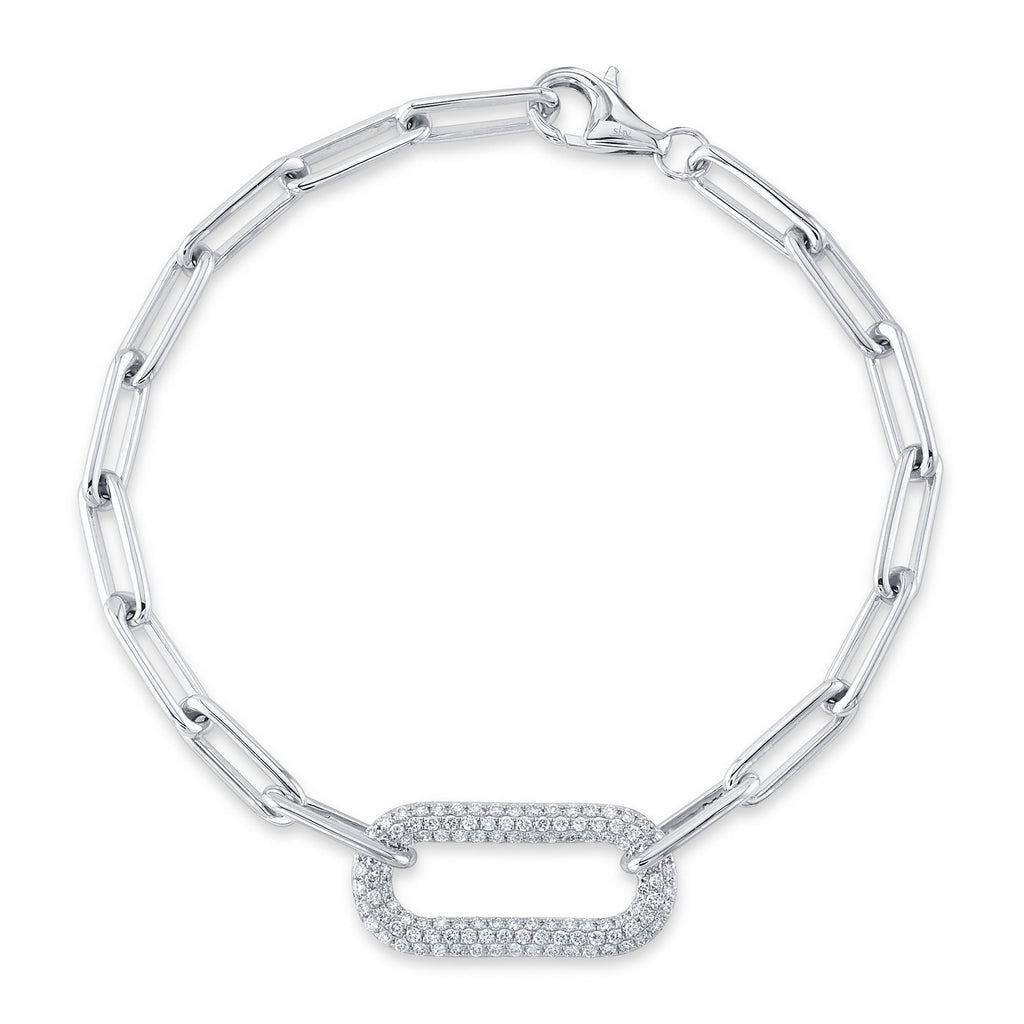 0.55CT 14K W/G DIAMOND PAVE PAPER CLIP LINK BRACELET