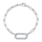 0.55CT 14K W/G DIAMOND PAVE PAPER CLIP LINK BRACELET