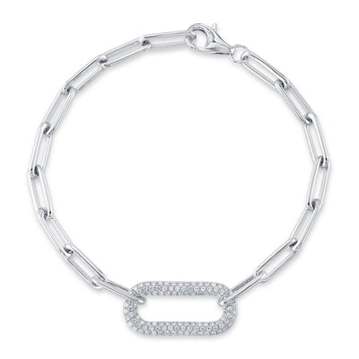 0.55CT 14K W/G DIAMOND PAVE PAPER CLIP LINK BRACELET