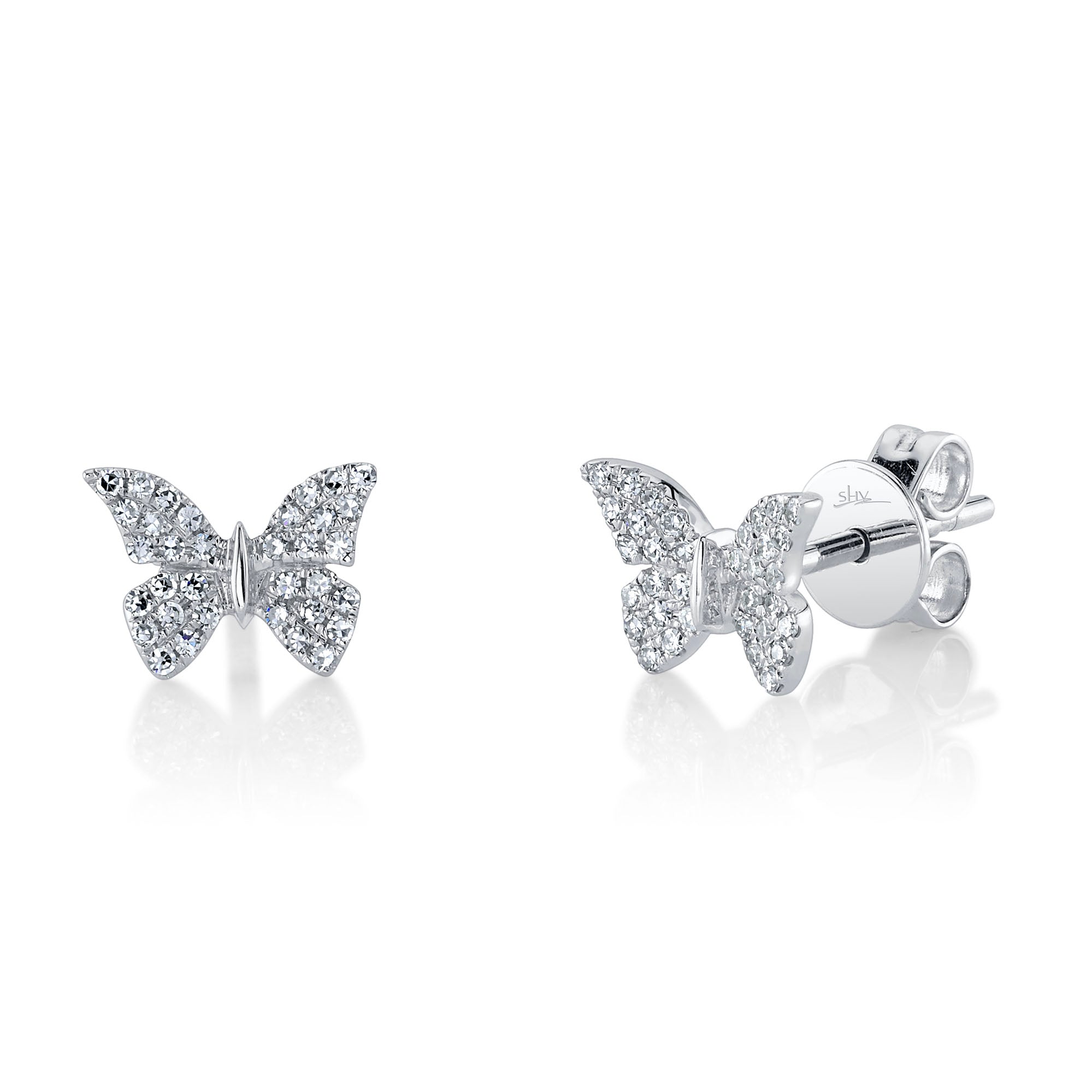 0.15CT 14K W/G DIAMOND BUTTERFLY STUD EARRING