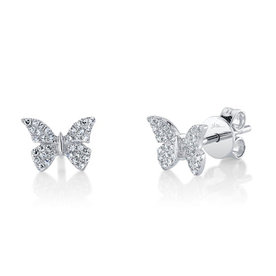 0.15CT 14K W/G DIAMOND BUTTERFLY STUD EARRING