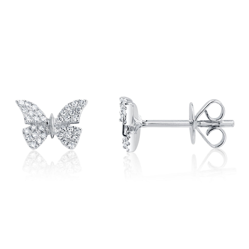 0.15CT 14K W/G DIAMOND BUTTERFLY STUD EARRING
