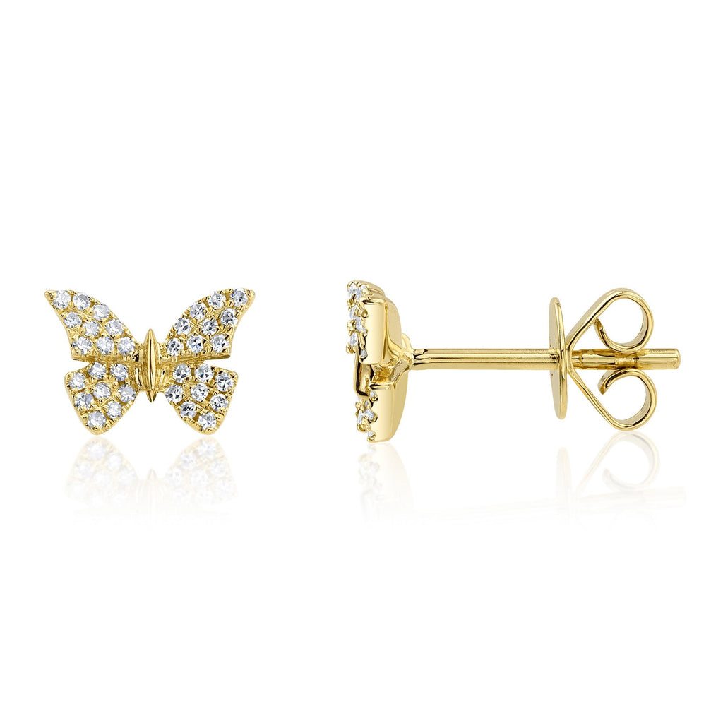 0.15CT 14K Y/G DIAMOND BUTTERFLY STUD EARRING
