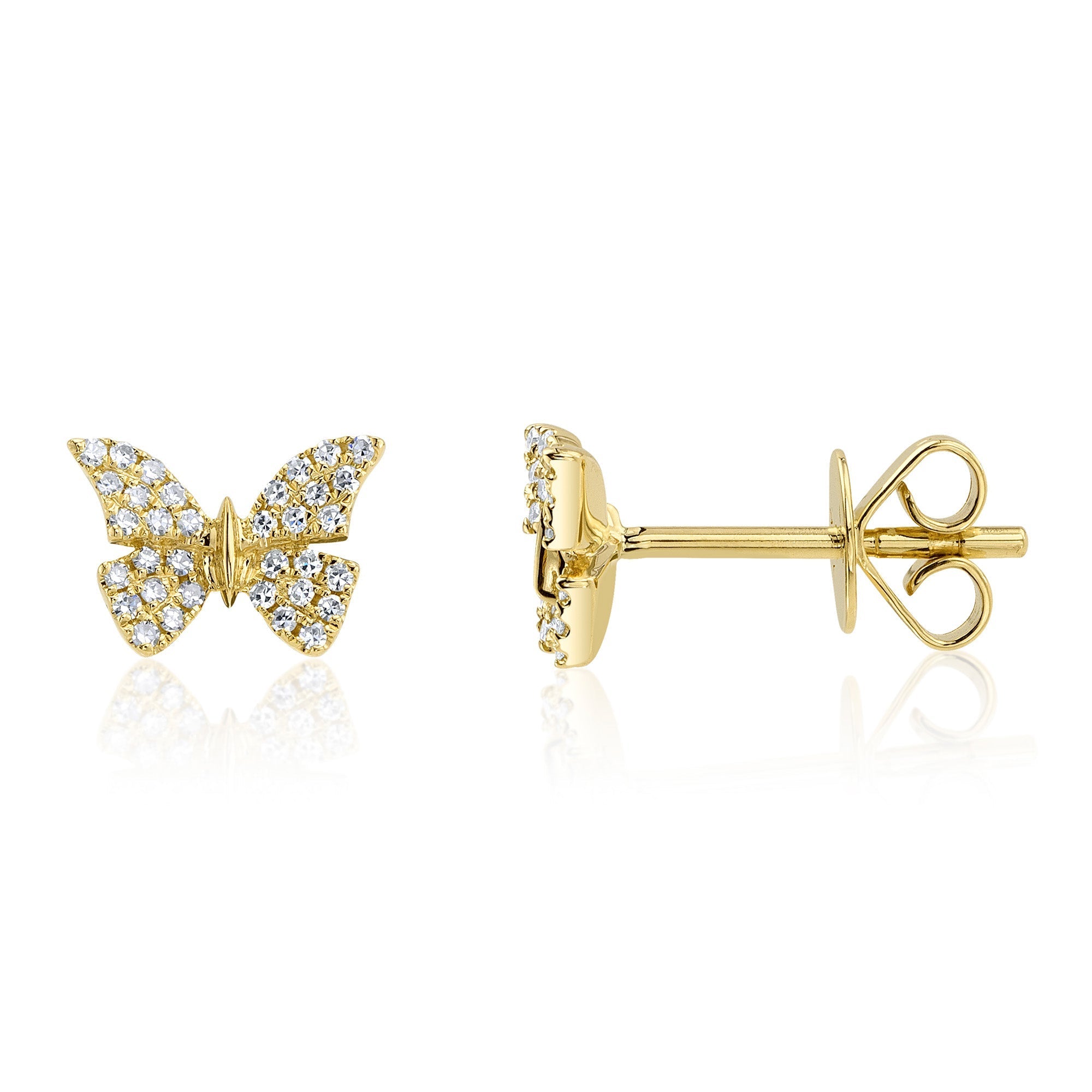 0.15CT 14K Y/G DIAMOND BUTTERFLY STUD EARRING