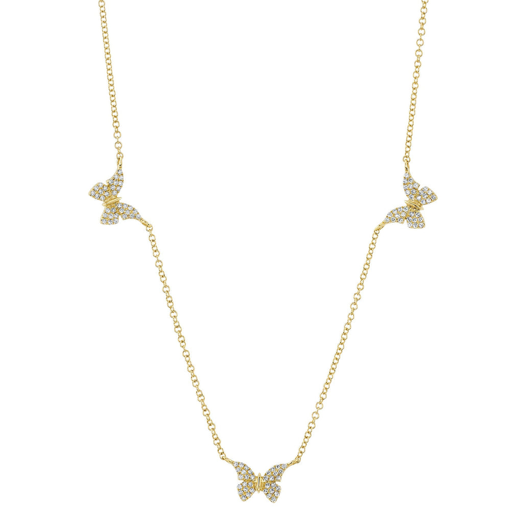 0.23CT 14K Y/G DIAMOND BUTTERFLY NECKLACE
