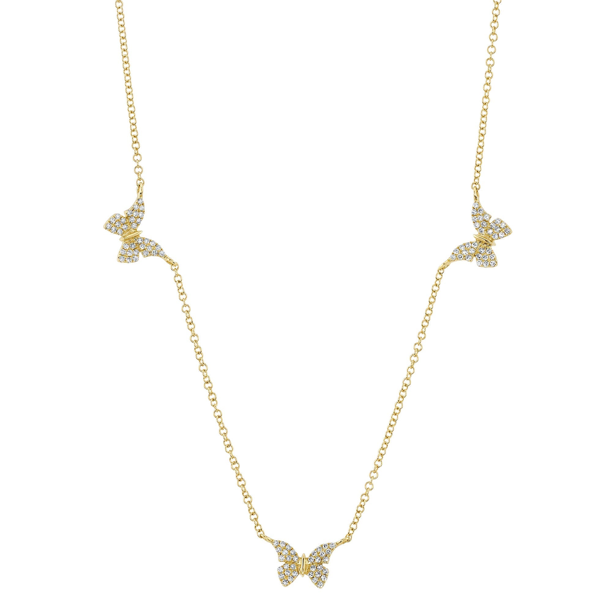 0.23CT 14K Y/G DIAMOND BUTTERFLY NECKLACE