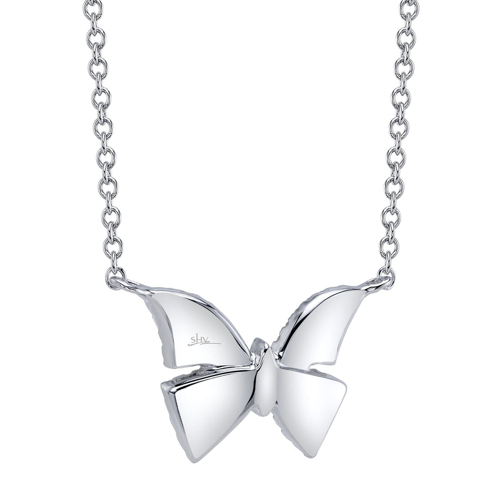 0.15CT 14K W/G DIAMOND BUTTERFLY NECKLACE