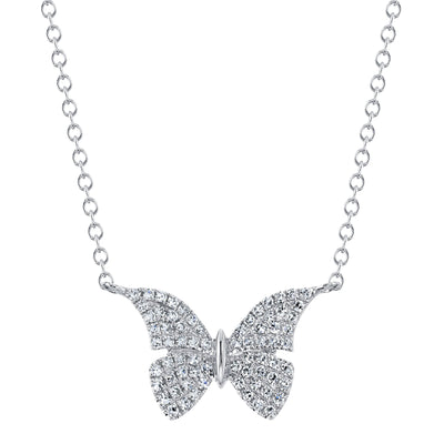 0.15CT 14K W/G DIAMOND BUTTERFLY NECKLACE