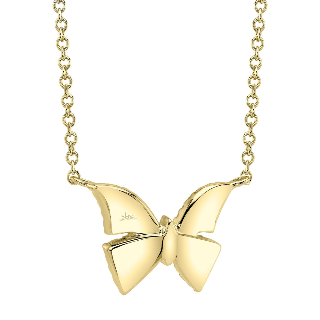 0.15CT 14K Y/G DIAMOND BUTTERFLY NECKLACE