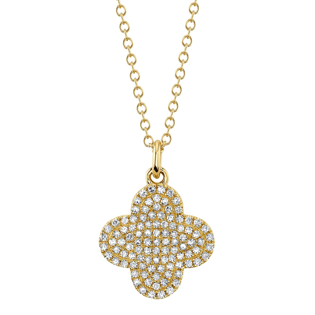 0.23CT 14K Y/G DIAMOND PAVE CLOVER NECKLACE
