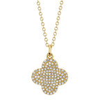0.23CT 14K Y/G DIAMOND PAVE CLOVER NECKLACE