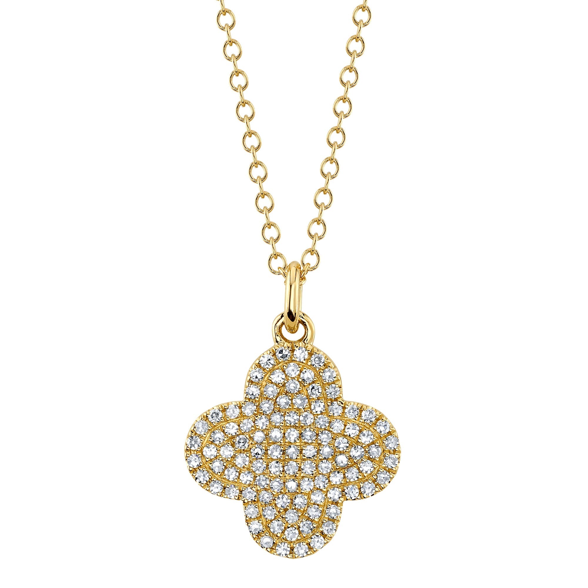 0.23CT 14K Y/G DIAMOND PAVE CLOVER NECKLACE