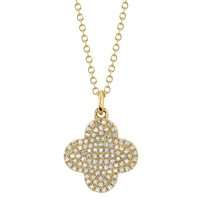 0.23CT 14K Y/G DIAMOND PAVE CLOVER NECKLACE