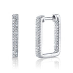 0.27CT 14K W/G DIAMOND RECTANGLE HOOP EARRING