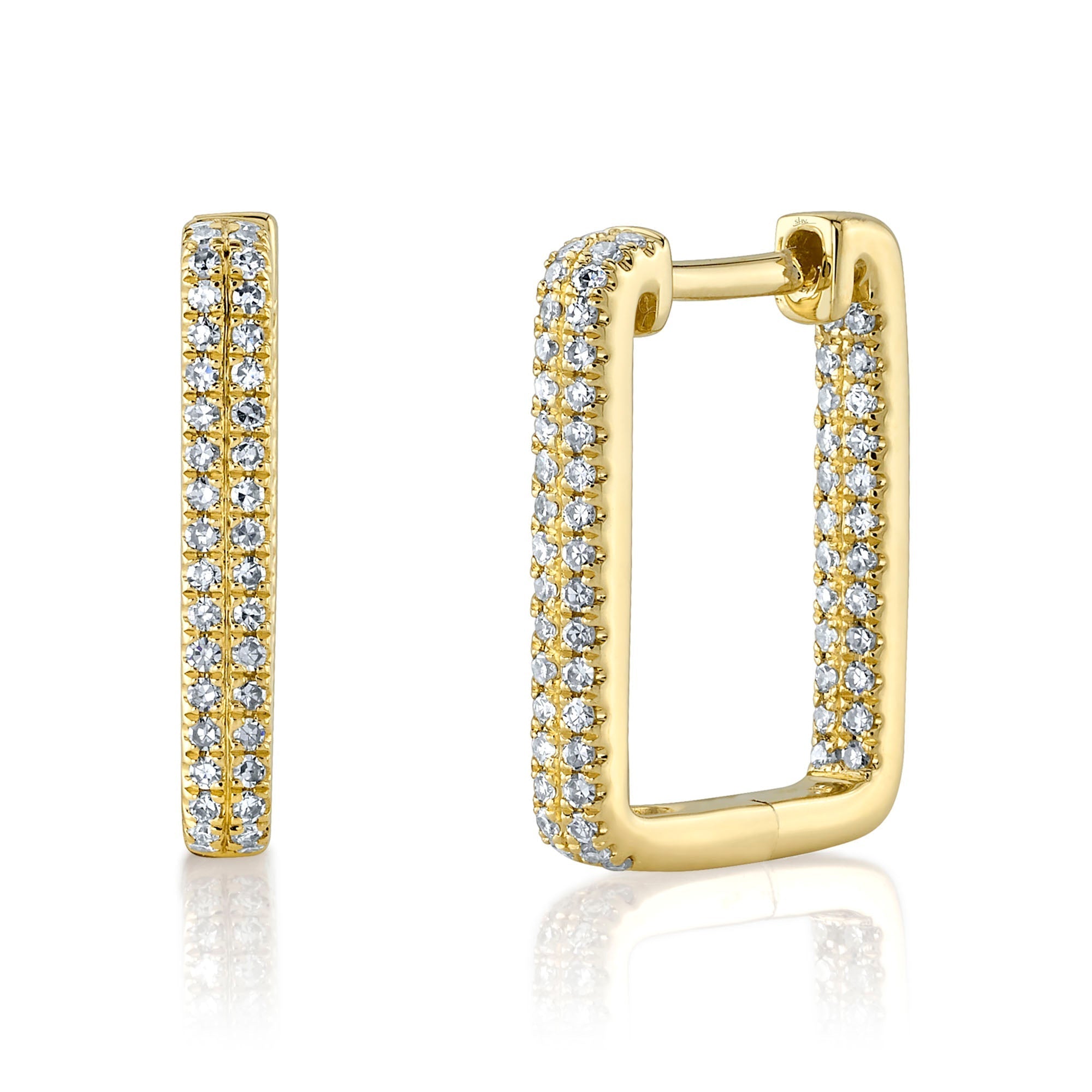 0.27CT 14K Y/G DIAMOND RECTANGLE HOOP EARRING