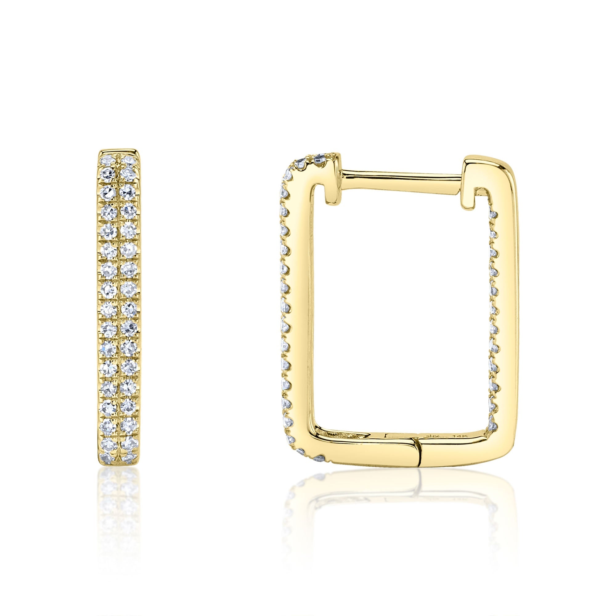 0.27CT 14K Y/G DIAMOND RECTANGLE HOOP EARRING