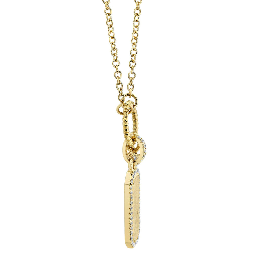 0.13CT 14K Y/G DIAMOND DOG TAG MATTE NECKLACE