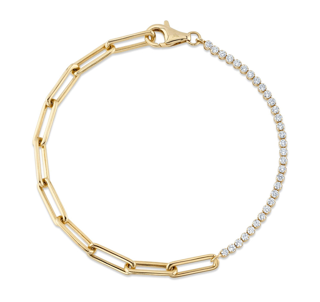 0.66CT 14K Y/G DIAMOND PAPER CLIP LINK BRACELET