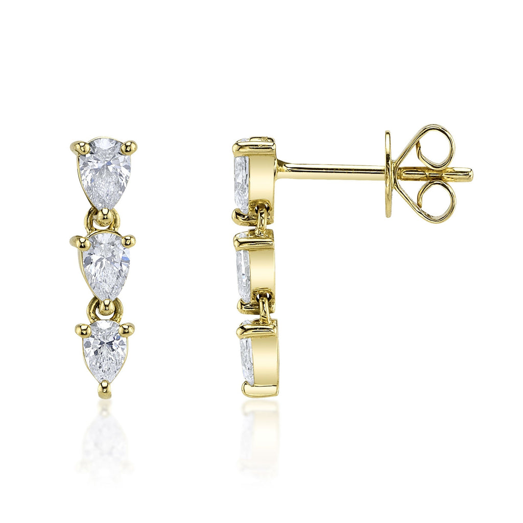 0.83CT 14K Y/G DIAMOND PEAR EARRING