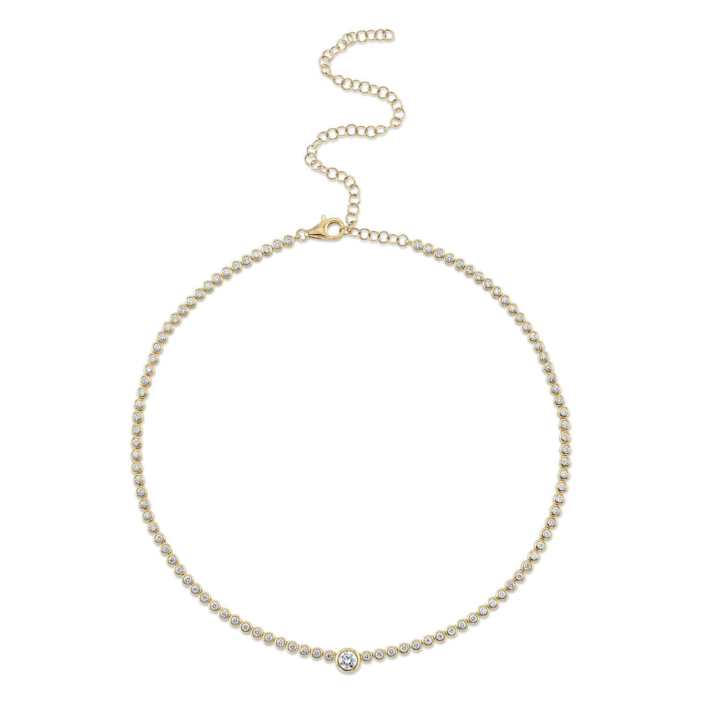 2.89CT 14K Y/G DIAMOND BEZEL TENNIS NECKLACE