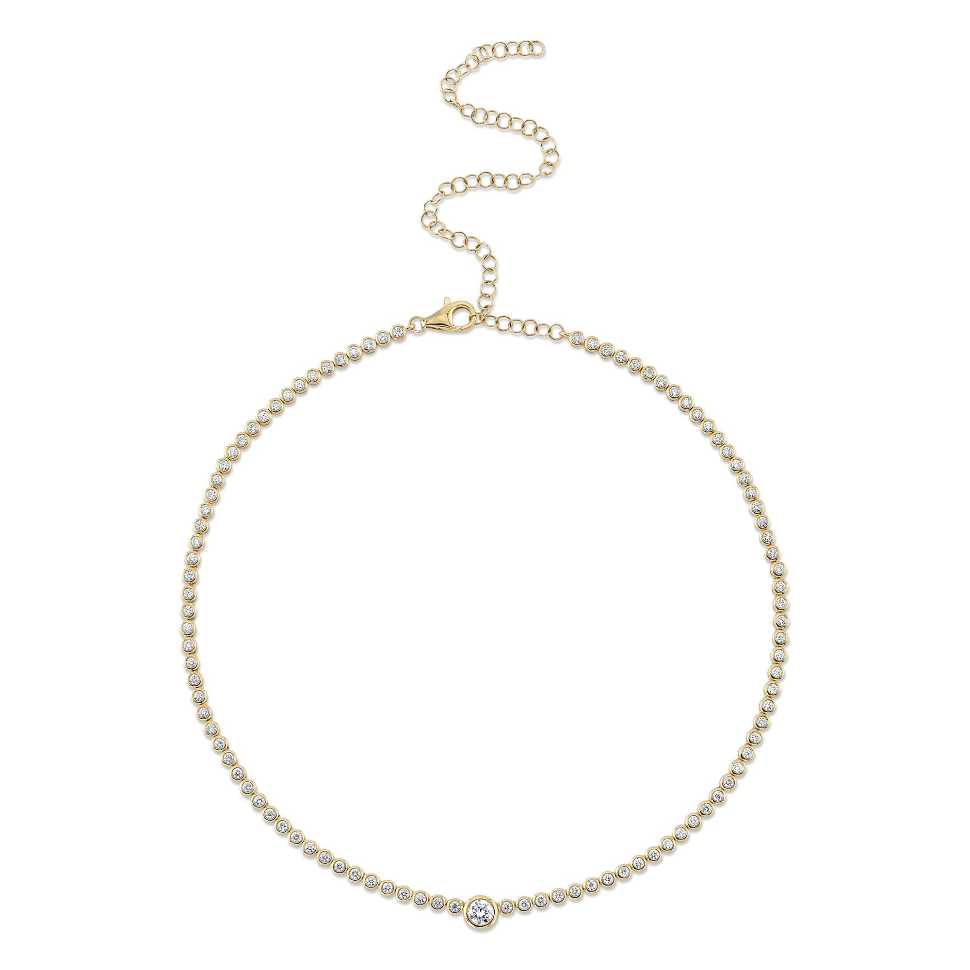 2.89CT 14K Y/G DIAMOND BEZEL TENNIS NECKLACE