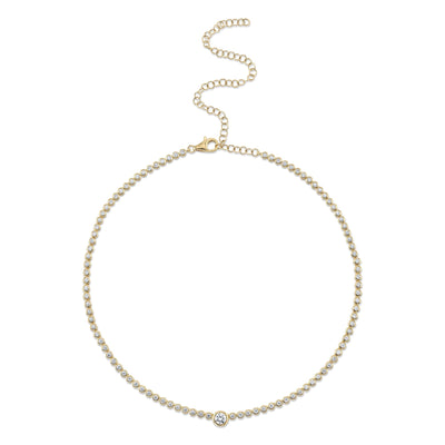 2.89CT 14K Y/G DIAMOND BEZEL TENNIS NECKLACE