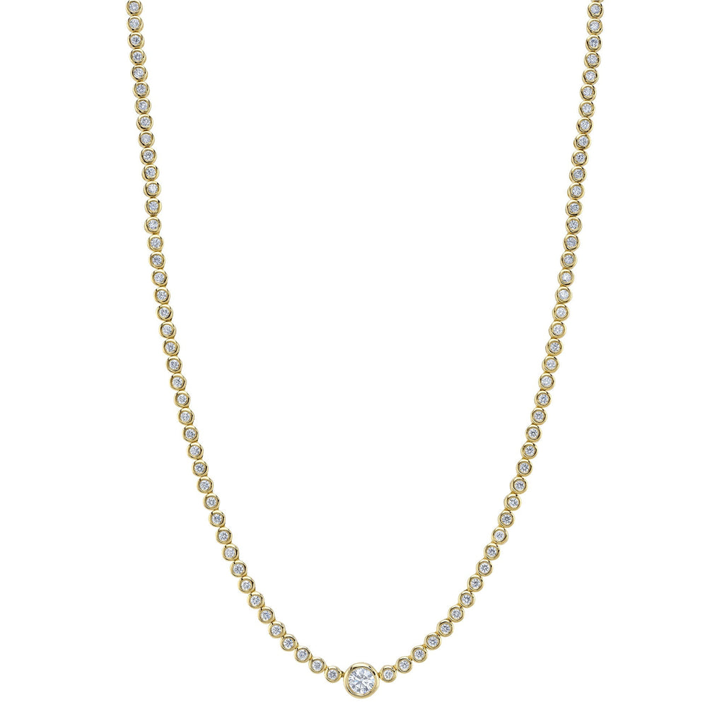 2.89CT 14K Y/G DIAMOND BEZEL TENNIS NECKLACE
