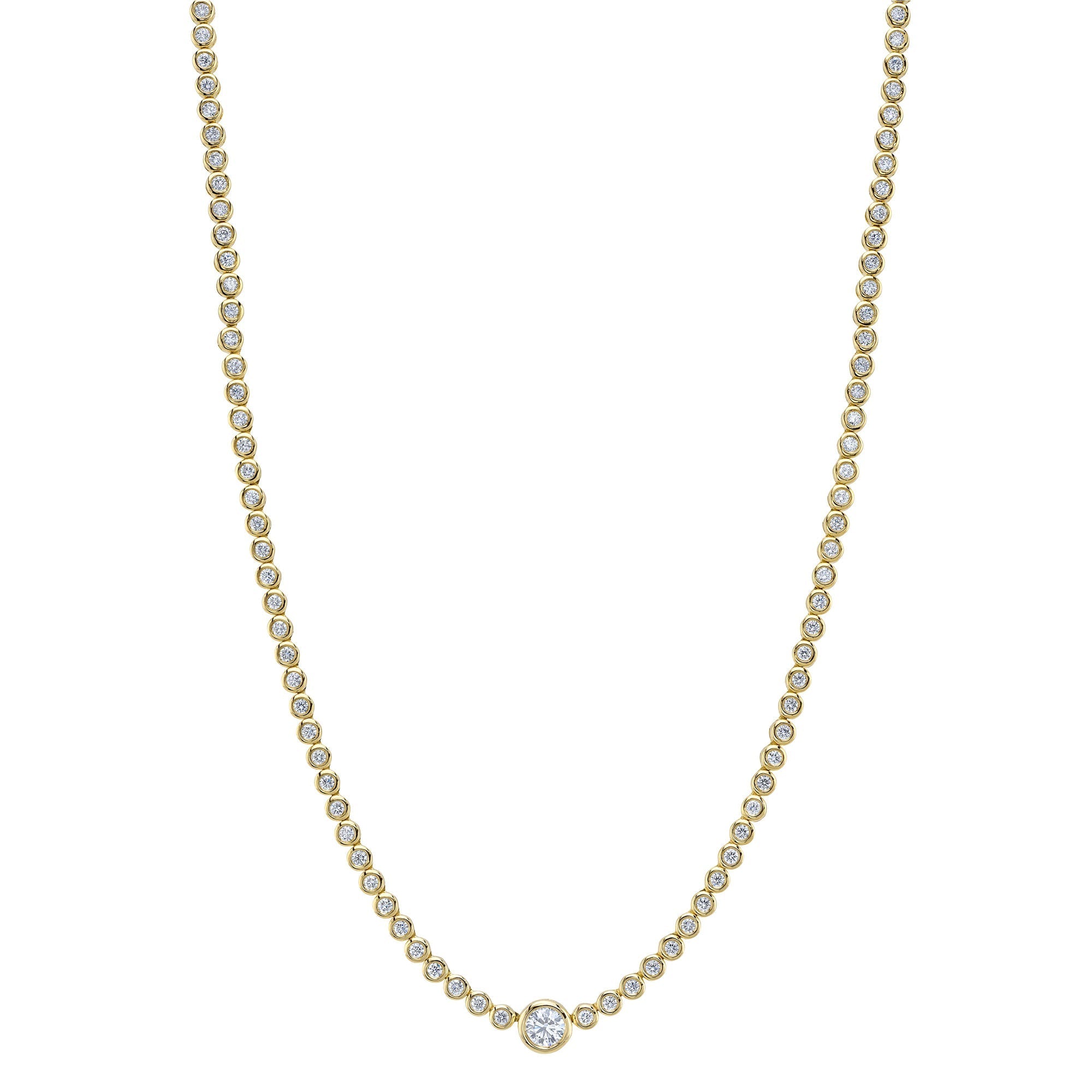 2.89CT 14K Y/G DIAMOND BEZEL TENNIS NECKLACE