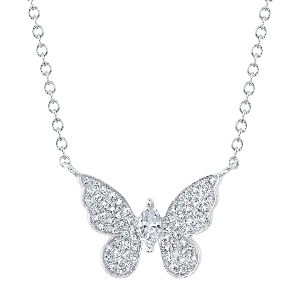 0.23CT 14K W/G DIAMOND MARQUISE BUTTERFLY NECKLACE