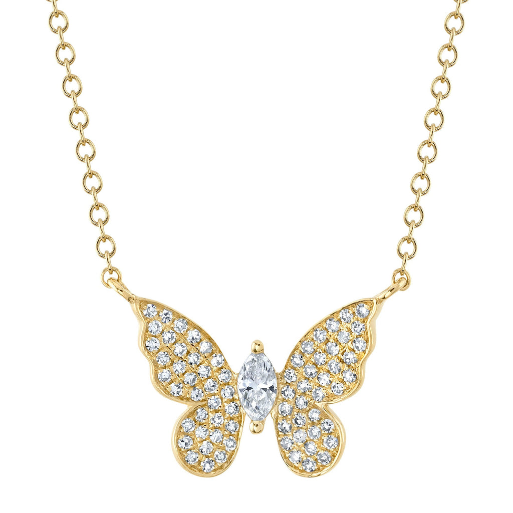 0.23CT 14K Y/G DIAMOND MARQUISE BUTTERFLY NECKLACE