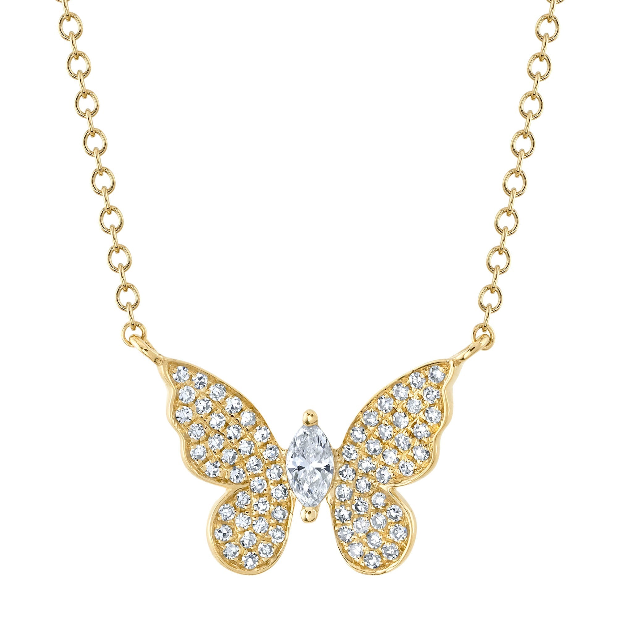 0.23CT 14K Y/G DIAMOND MARQUISE BUTTERFLY NECKLACE