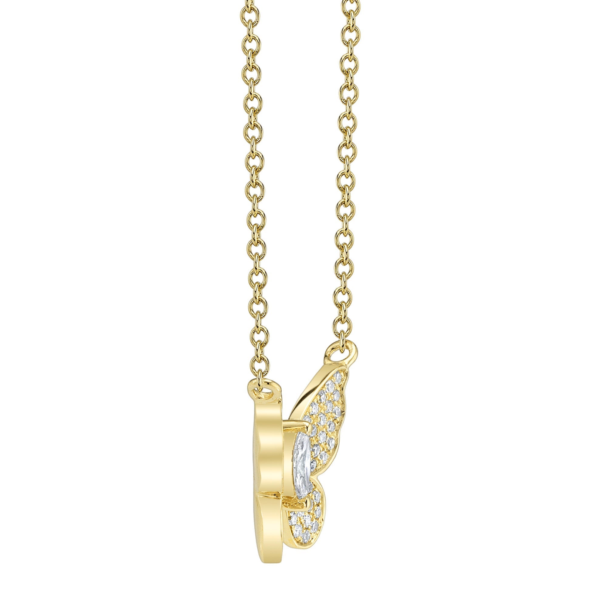 0.23CT 14K Y/G DIAMOND MARQUISE BUTTERFLY NECKLACE