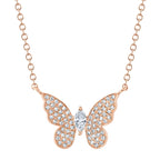 0.23CT 14K R/G DIAMOND MARQUISE BUTTERFLY NECKLACE