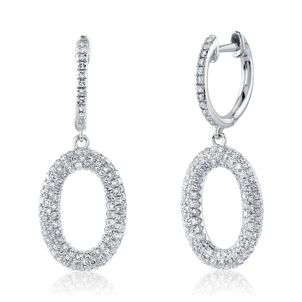 0.49CT 14K W/G DIAMOND PAVE OVAL EARRING