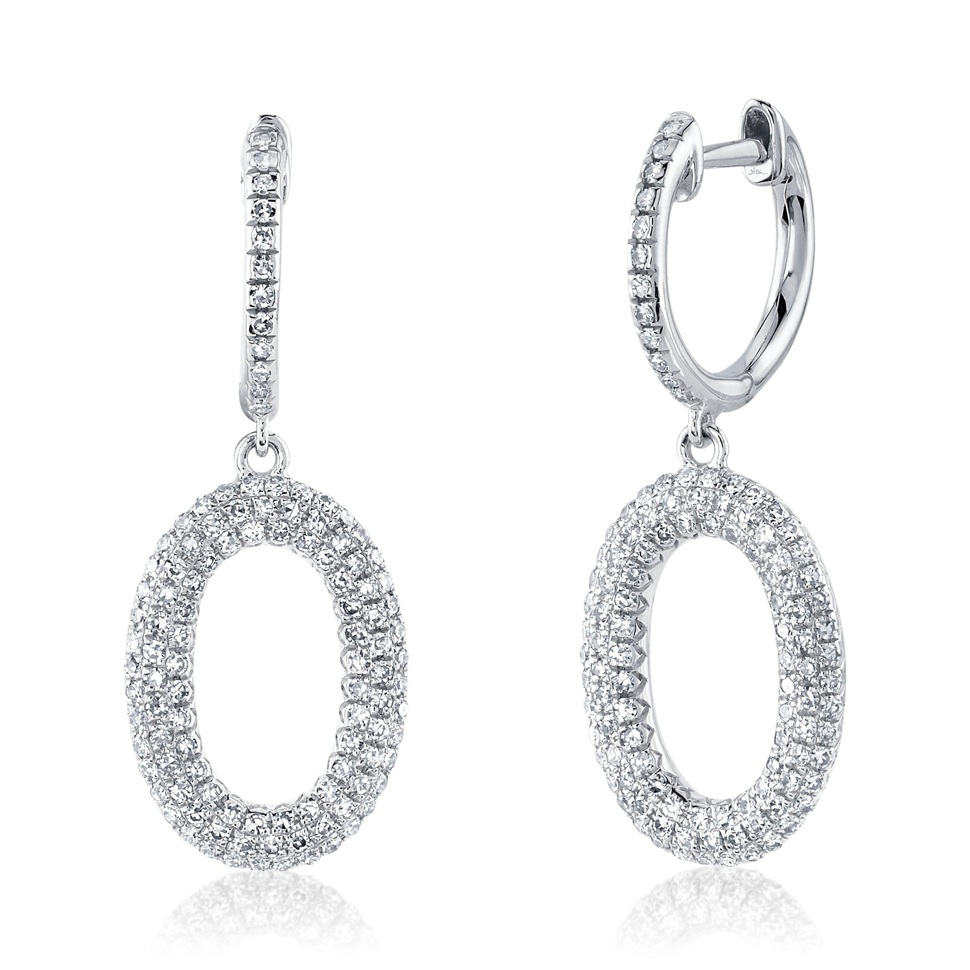 0.49CT 14K W/G DIAMOND PAVE OVAL EARRING