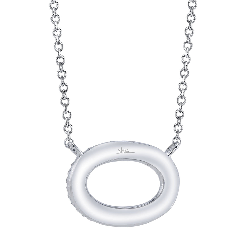 0.23CT 14K W/G DIAMOND PAVE OVAL NECKLACE