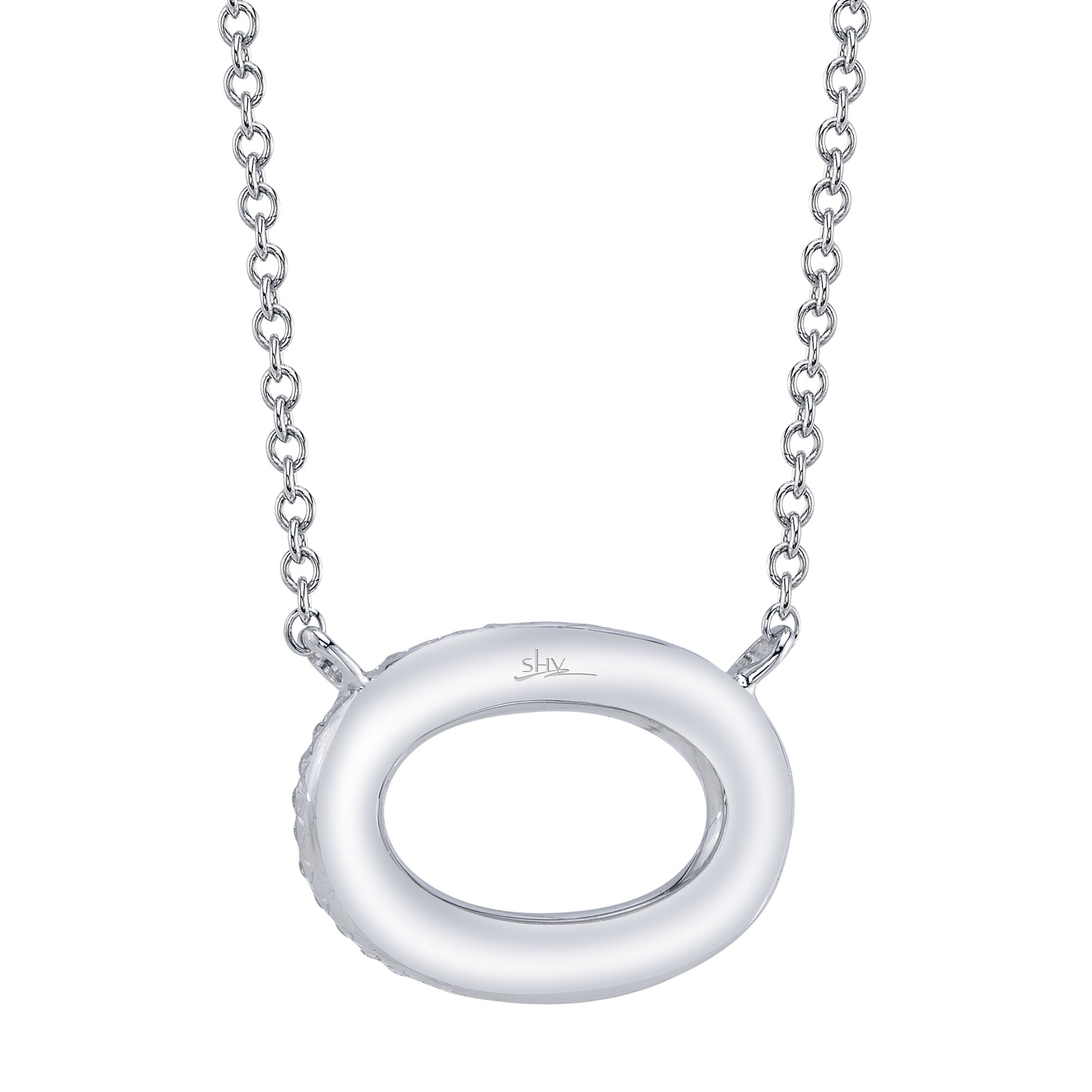 0.23CT 14K W/G DIAMOND PAVE OVAL NECKLACE