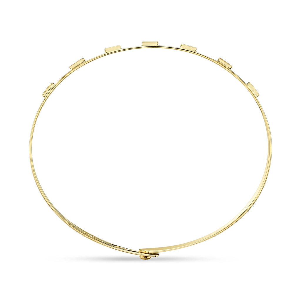 0.46CT 14K Y/G DIAMOND BAGUETTE LATCH LOCK BANGLE