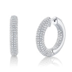 3.94CT 14K W/G DIAMOND PAVE HOOP EARRING