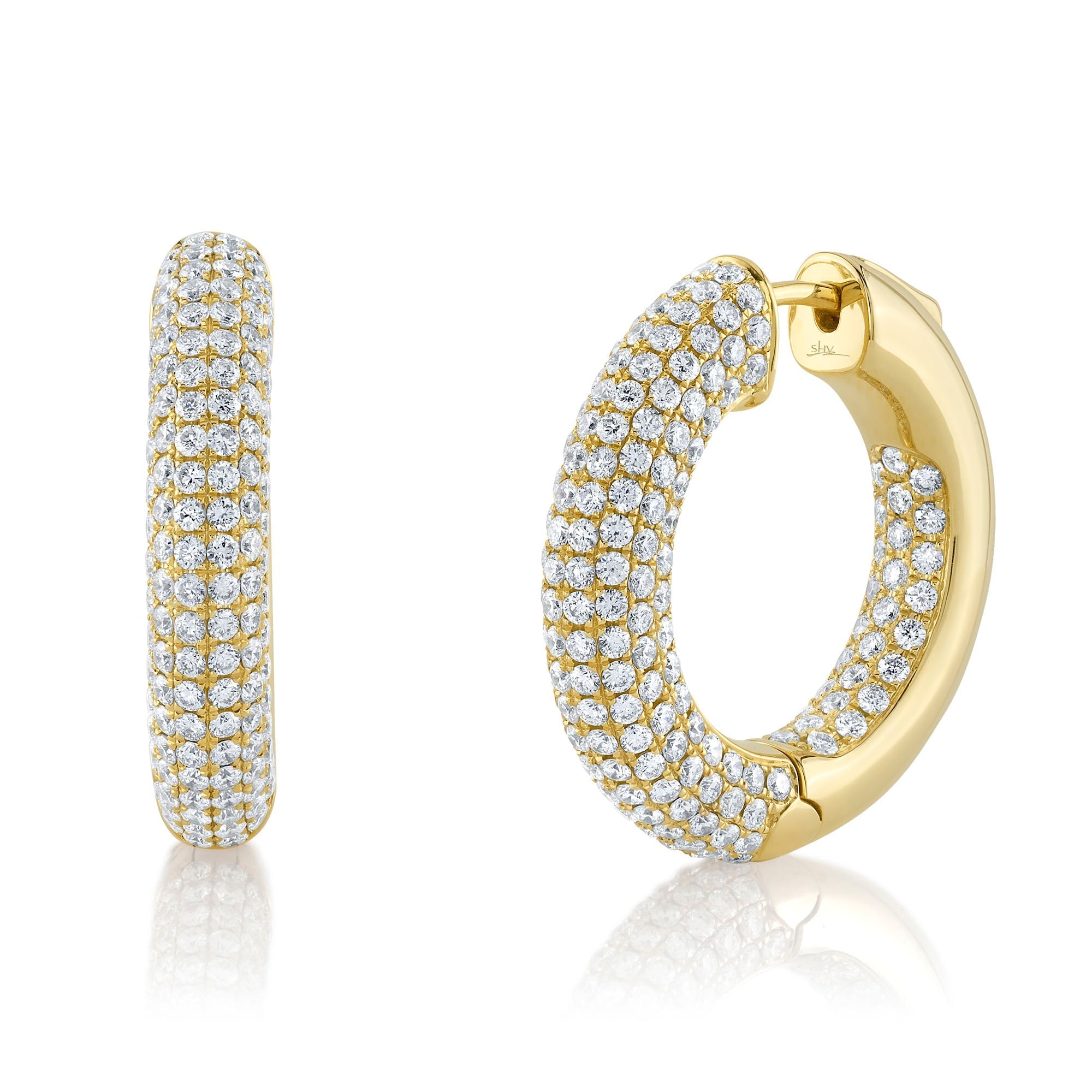 3.94CT 14K Y/G DIAMOND PAVE HOOP EARRING