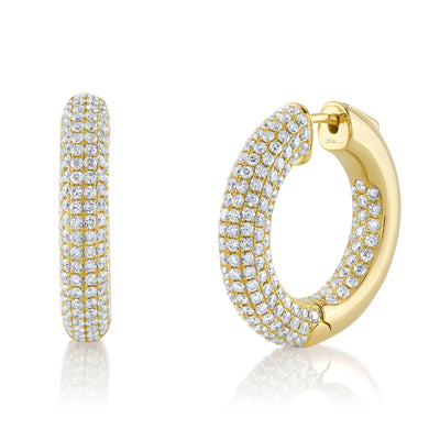 3.94CT 14K Y/G DIAMOND PAVE HOOP EARRING
