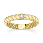 0.07CT 14K Y/G DIAMOND BEZEL RIBBED RING