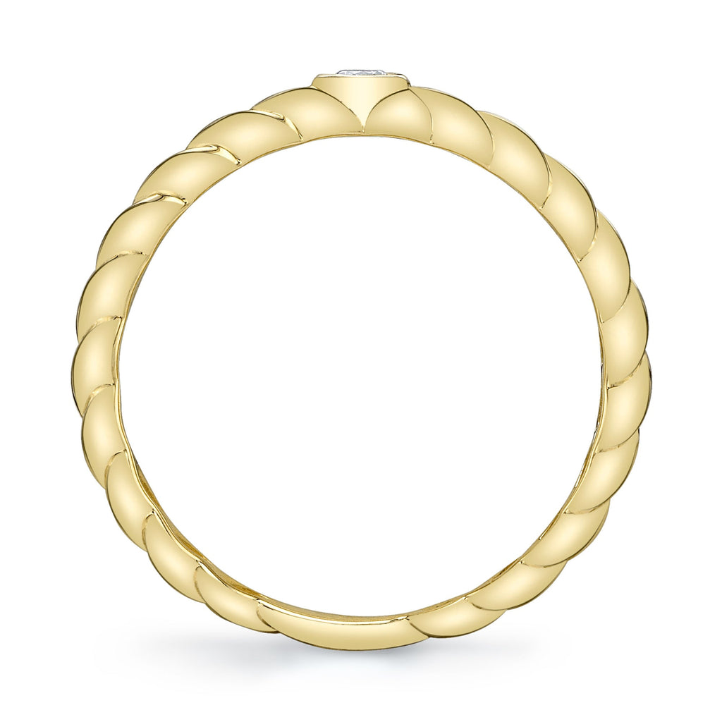 0.07CT 14K Y/G DIAMOND BEZEL RIBBED RING